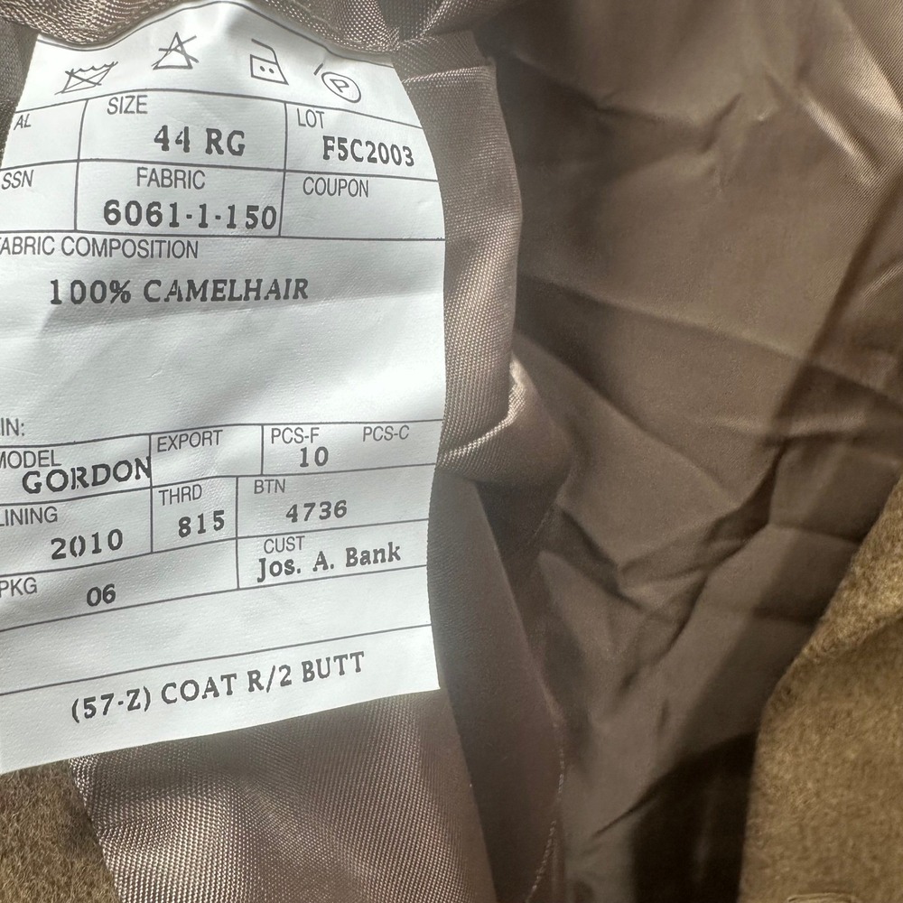 Jos A Bank Executive 44 Reg 100 % Camel Hair Blazer Jacket Men's Brown - Picture 11 of 12